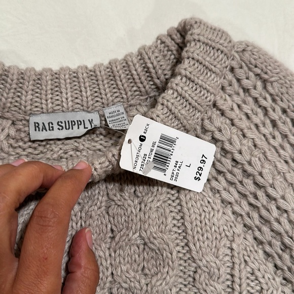 NWT Rag supply cable knit sweater. Beautiful Taupe color. - Picture 2 of 4